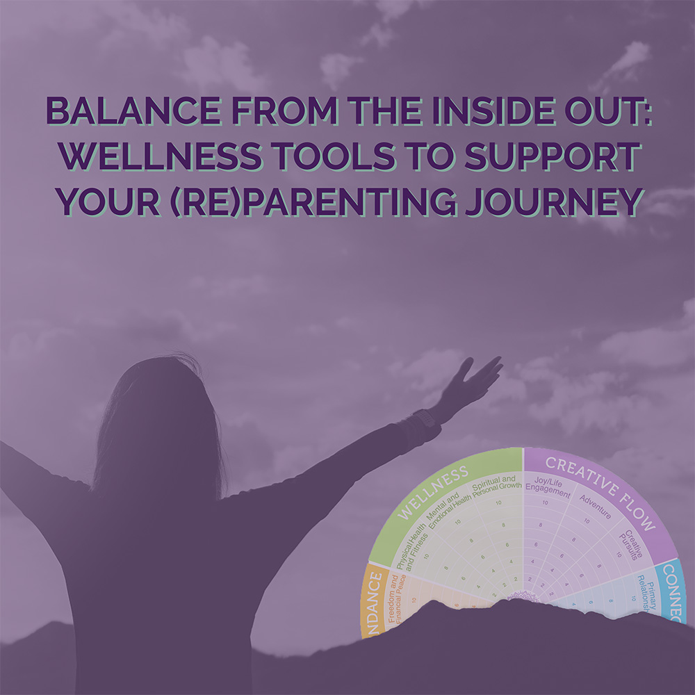 Woman reaching toward the Life Balance Wheel in the sky